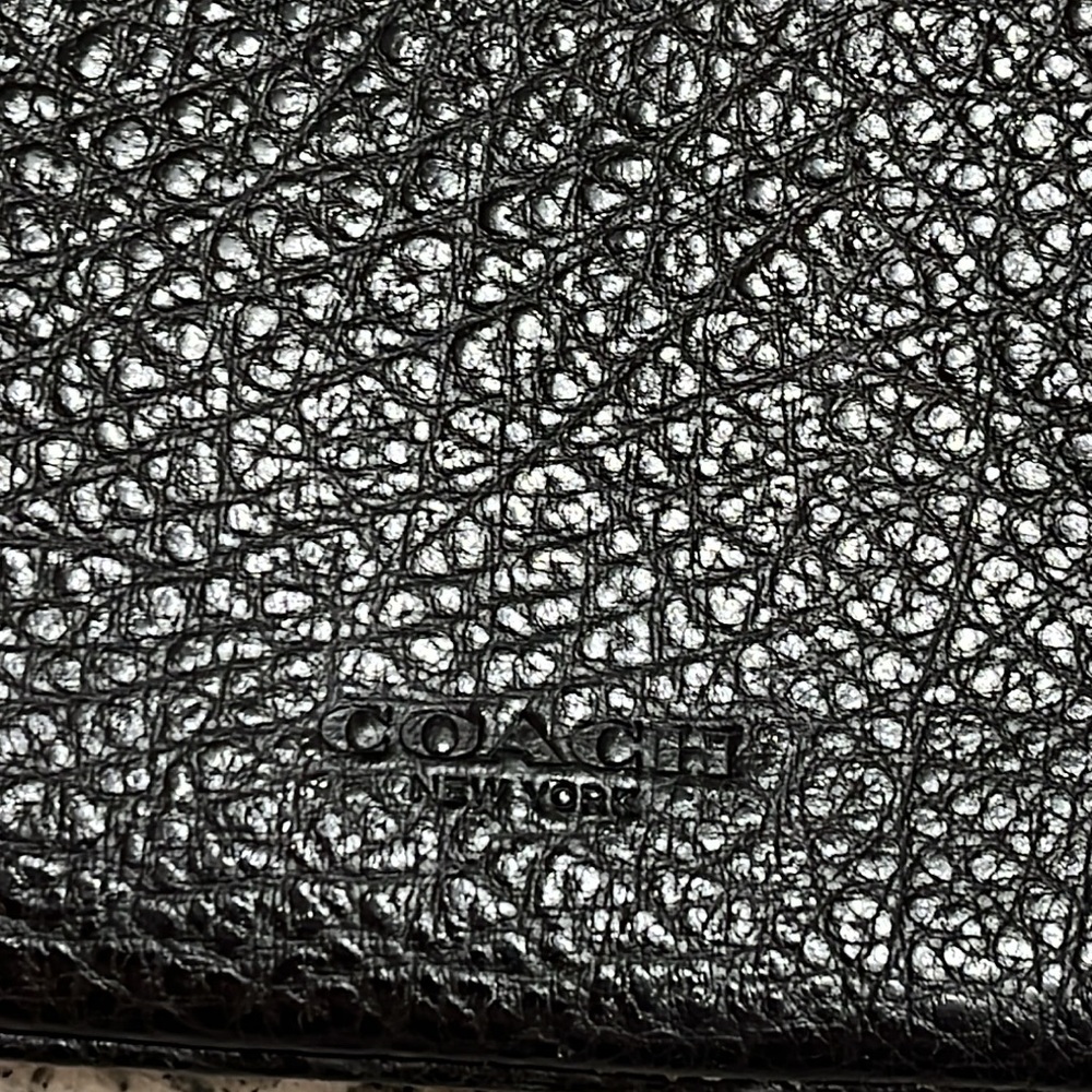 Coach New York Medium Pouch F22499 black Varsity Stripe grained leather - Picture 13 of 13
